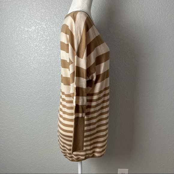 NEW Joie Tan Striped Dolman V Neck Sweater S - Picture 2 of 9
